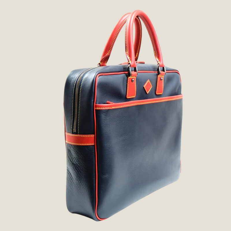 [スムースレザー] <br>ポールブリーフ<br>color：ネイビー×レッド