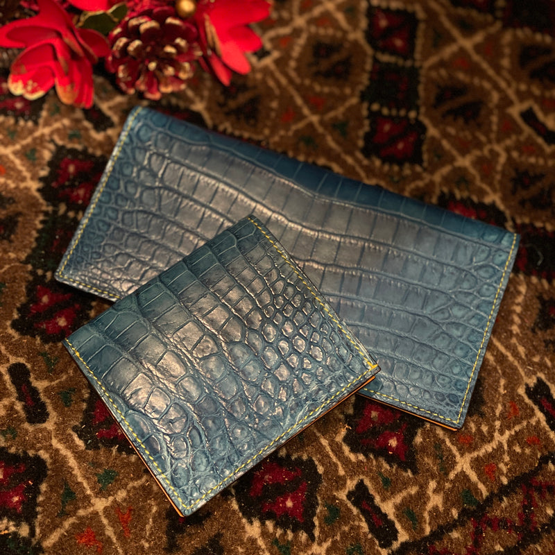 [Ai dyed crocodile] <br>Long wallet (with coin purse)<br>[Made to order]