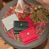 [French calf] <br>mini snap wallet<br>color: dark green
