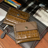 [Croc pattern leather] <br>mini snap wallet<br>color: khaki