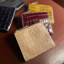 [クロコパターンレザー] <br>ハーフLジップウォレット<br> color：カーキ