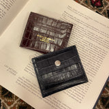 [Croc pattern leather] <br>mini snap wallet<br>color: dark brown