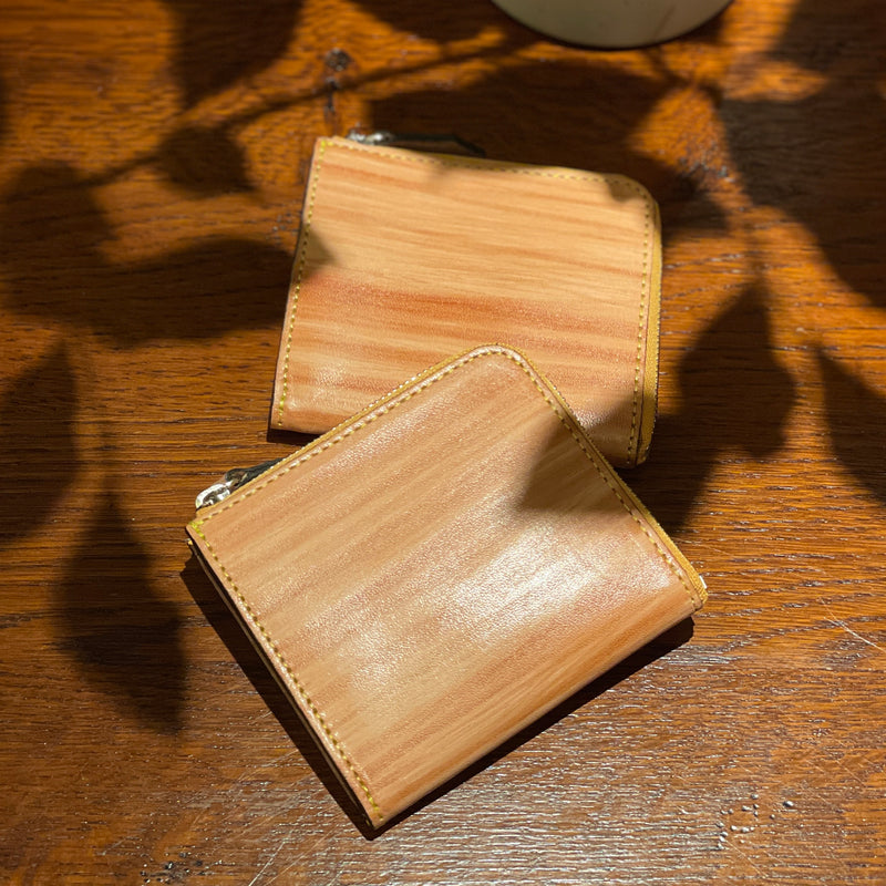 [柿渋染め] <br>ハーフLジップウォレット