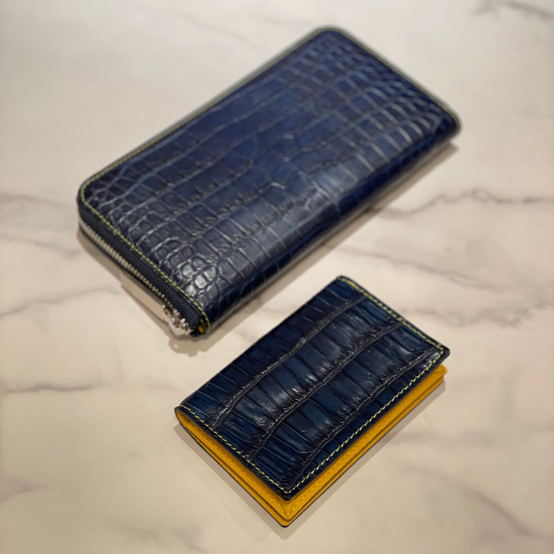 藍染めクロコダイル] 通しマチカードケース – BROOKLYN MUSEUM