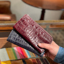 [クロコパターン] <br>Lジップロングウォレット<br>color：ダークブラウン