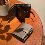 [French calf] <br>hookup wallet<br> color: dark brown
