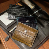 [Croc pattern leather] <br>mini snap wallet<br>color: khaki