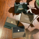 [French calf] <br>mini snap wallet<br>color: taupe x dark green