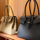 [シュリンクレザー×クロコパターンレザー]<br>ヴォヤージュLバッグ<br>color：トープ×トープ