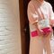 [French calf] <br>Combination clutch bag<br>color: White x pink