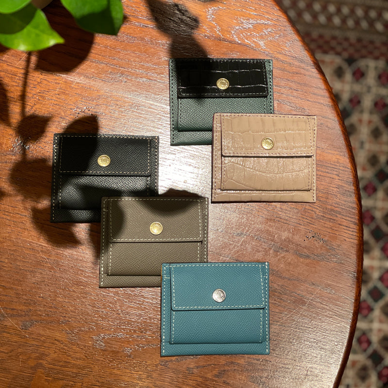クロコパターン×フレンチカーフ] ミニスナップウォレットcolor
