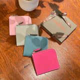 [French calf] <br>Half L zip wallet<br>color: magenta pink