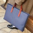 [フレンチカーフ] <br>ベルシー トートバッグ<br>color：インクブルー×レッド