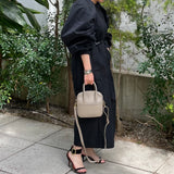 [Shrink leather]<br>postman mini shoulder<br>color: taupe