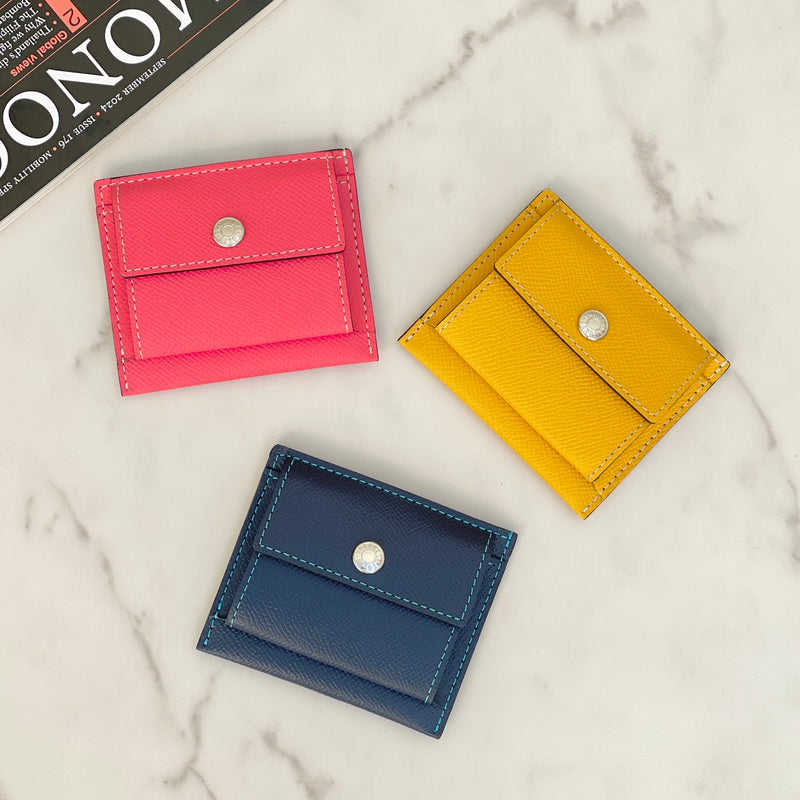 [French calf] <br>Mini -snap wallet<br>color: Yellow