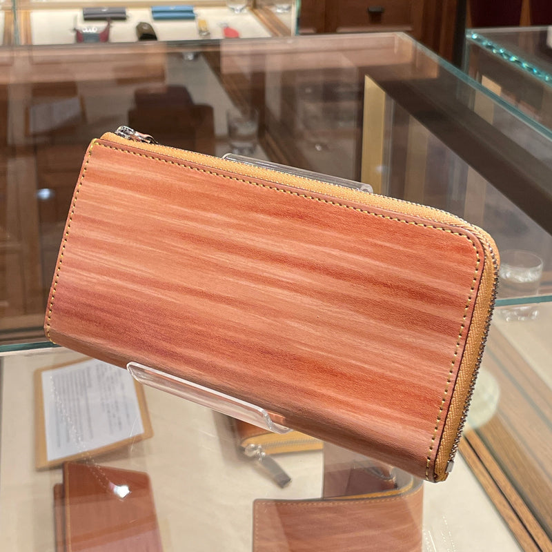 [Persimmon astringent dyeing] <br>L Zip long wallet