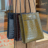 [Croc pattern]<br>Box sacoche L<br>color: navy