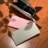[フレンチカーフ] <br>Lジップロングウォレット<br>color：アイスグレー