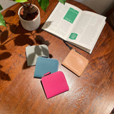 [French calf] <br>Half L zip wallet<br>color: Jean blue