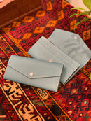 [French calf] <br>Flap long wallet<br>color: Gene Blue<br>【Build-to-order manufacturing】