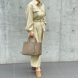 [French calf] <br>gusset tote bag<br>color: taupe
