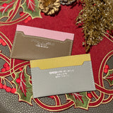 [French calf] <br>compact card case<br>color: taupe x mauve pink