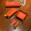 [フレンチカーフ]<br>ファスナーペンケース<br>color：オレンジ