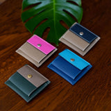 [French calf] <br>mini snap wallet<br>color: taupe x dark green