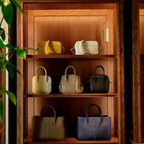 [French calf] <br>gusset tote bag<br>color: taupe