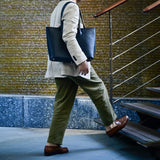 [French calf] <br>Royal M tote bag<br>Color: Navy x Turquoise stitch x Interior red<br>[Scheduled to arrive in early August]
