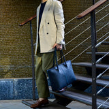 [French calf] <br>Royal M tote bag<br>Color: Navy x Turquoise stitch x Interior red<br>[Scheduled to arrive in early August]