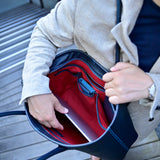 [French calf] <br>Royal M tote bag<br>Color: Navy x Turquoise stitch x Interior red<br>[Scheduled to arrive in early August]