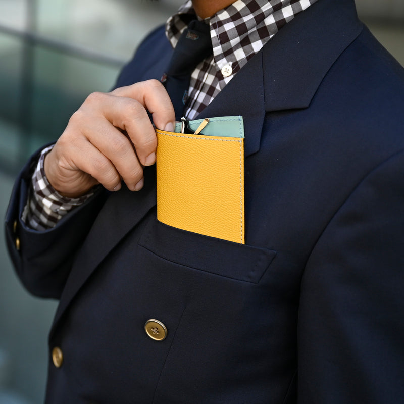 [French calf] <br>glasses case<br>color: Yellow