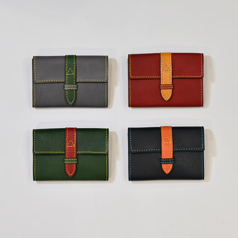 [Yamato] <br>Combination belt card case<br>color: Bordeaux x Yellow