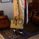[Shrink leather x croco pattern leather]<br>Voyage M bag<br>color: taupe