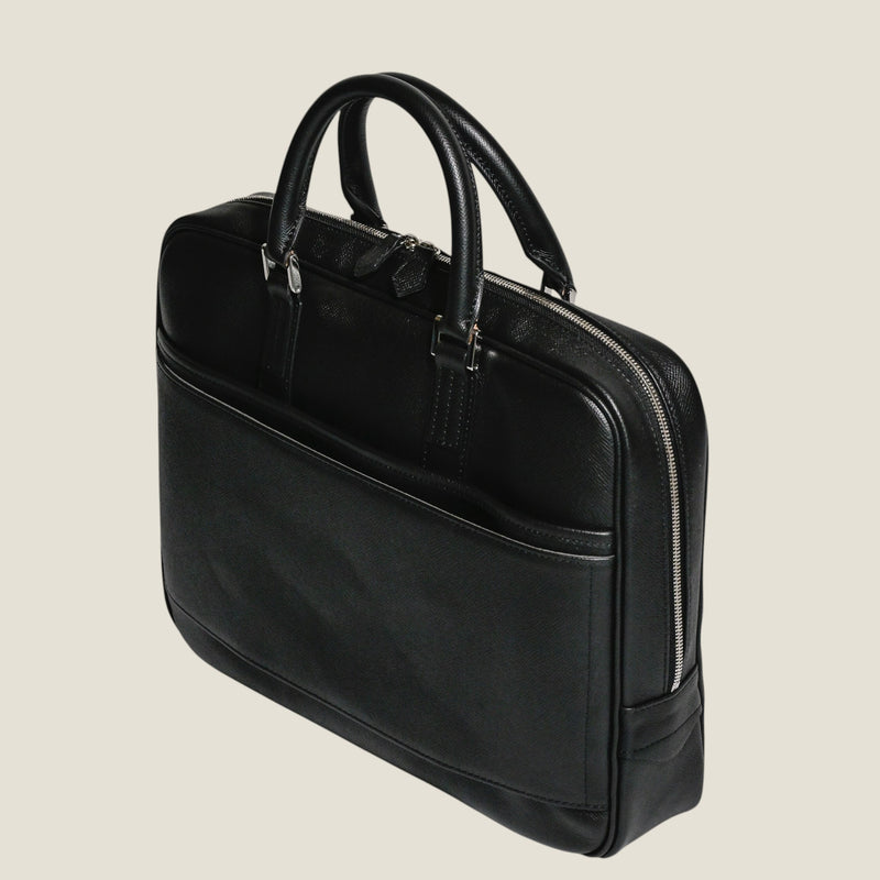 [フレンチカーフ] <br>ブリーフケース<br>color：ブラック<br>【１０月上旬入荷予定】