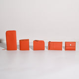 [French calf] <br>Half L zip wallet<br>color: orange