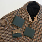 [French calf] <br>Half L zip wallet<br>color: dark green