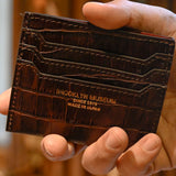 [Croc pattern leather] <br>mini snap wallet<br>color: dark brown