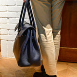 [Shrink leather x croco pattern leather]<br>Voyage L bag<br>color: navy