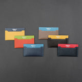 [French calf] <br>compact card case<br>Color: Taupe x Jean Blue