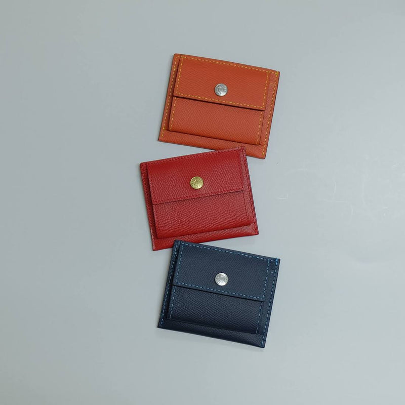 [French Calf] <br> Mini Snap Wallet <br> Color: Navy
