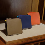 [French calf] <br>Half L zip wallet<br>color: orange