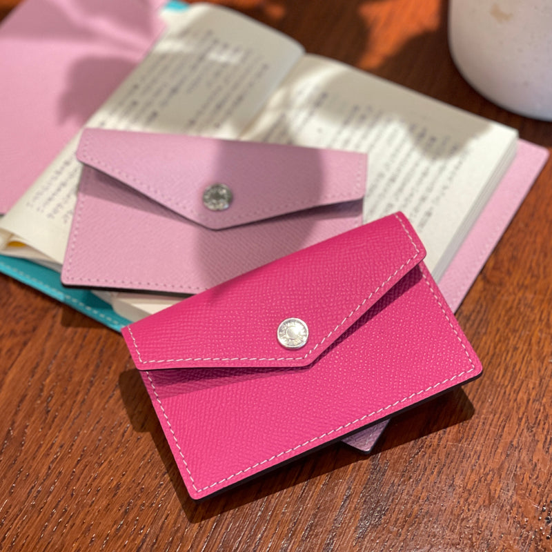 [French calf] <br>Flap card case<br>color: Fuchsha pink