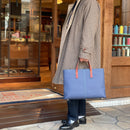 [フレンチカーフ] <br>ベルシー トートバッグ<br>color：インクブルー×レッド