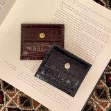 [Croc pattern leather] <br>mini snap wallet<br>color: dark brown