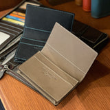 [French calf] <br>Thread gusset card case<br>color: navy