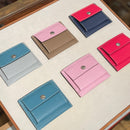 [French calf] <br>Mini -snap wallet<br>color: Fuchsha Pink x Ink Blue