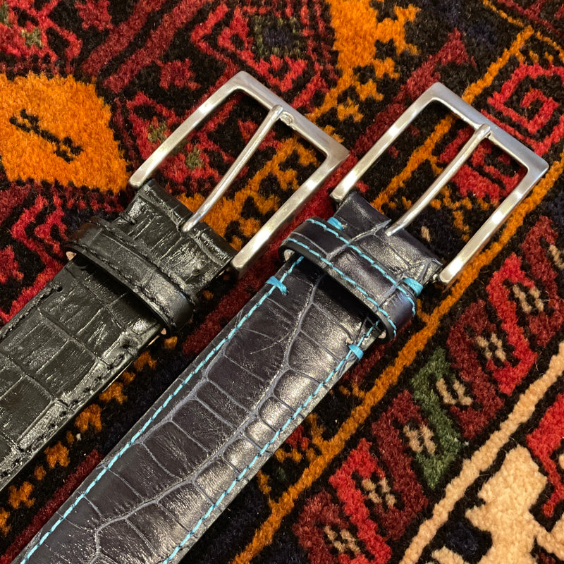 [Croco pattern leather] <br>35mm belt<br>color: Ink blue