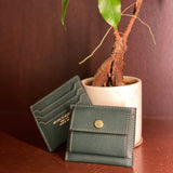 [French calf] <br>mini snap wallet<br>color: dark green